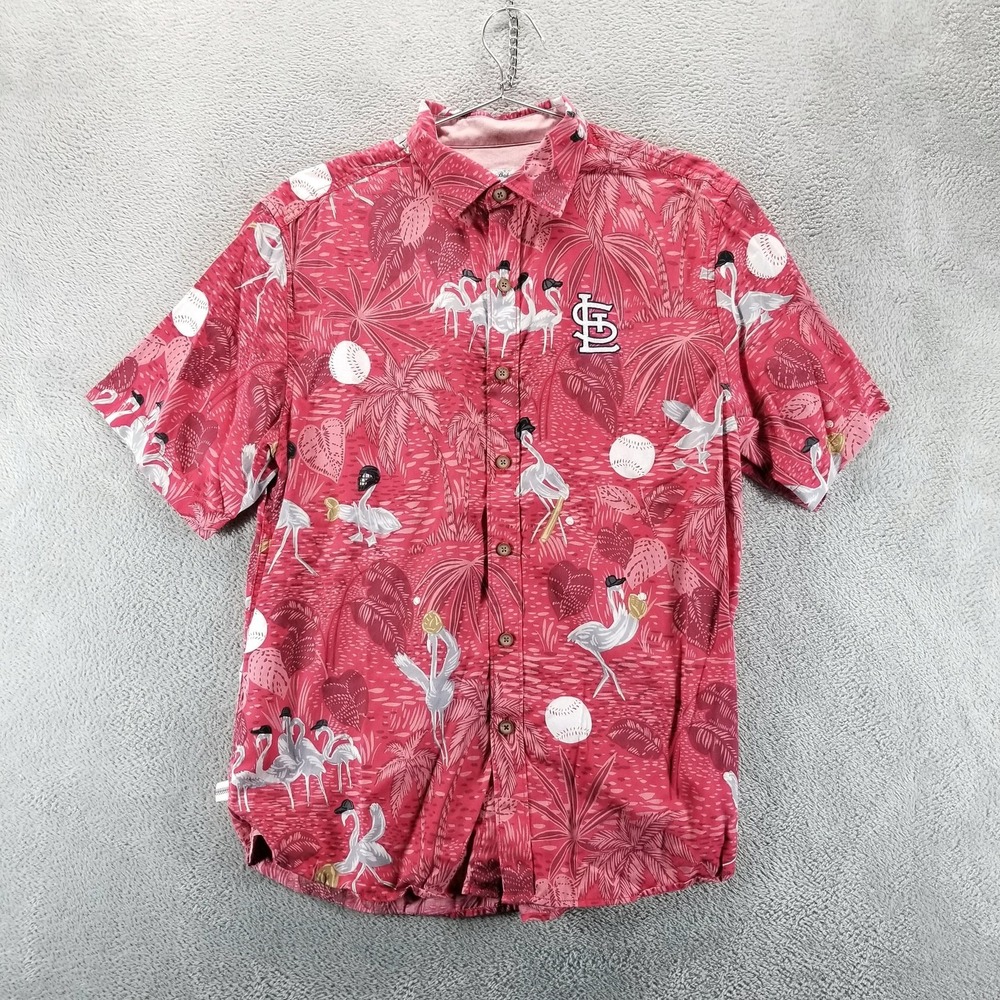 St Louis Cardinals Shirt Mens Medium Pink MLB Baseball‎ Tommy Bahama Flamingo